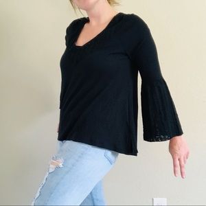 Free People Black Long Sleeve with Bell Sleeves